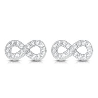 Sterling Silver Cubic Zirconia Inifinty Stud Earrings