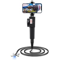 Borescope Inspection Camera-Articulating Endoscope for Iphone,8.5Mm Lens Movable Head,Steering Endoscope with 8 Adjustable LED Light, HD 1080P Endoscope Controllable Camera for Smartphone