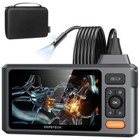 DEPSTECH 5"IPS Screen Borescope with 4.92Ft Semi-Rigid Cable, 1080P Dual Lens Inspection Camera, Split Screen, Portable 7.9Mm Endoscope and Case, 7 Lights,Helpful Gadget for Wall,Sewer Pipe,Automotive