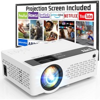TMY Projector 7500 Lumens with 100 Inch Projector Screen, 1080P Full HD Supported Video Projector, Mini Movie Projector Compatible with T-V Stick HDMI