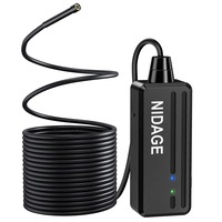 Wireless Endoscope, NIDAGE 5.5Mm 2MP Wifi Borescope 1080P HD Semi-Rigid Snake Camera for Iphone Android, Tablet, Motor Engine Sewer Pipe Vehicle Inspection Camera(11.5Ft)