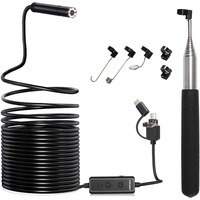 Xpertmatic F160 USB and Wifi 2.0 MP HD Endoscope, 16.4FT Large Focal Range Borescope Drain Camera for Iphone, Android Phone, PC, Macbook - 16.4FT Semi-Rigid with 8 Adjustable LED Lights