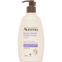 Aveeno Stress Relief Moisturising Non-Greasy Lavender Scented Body Lotion 24-Hour Hydration Normal Dry Sensitive Skin 354mL