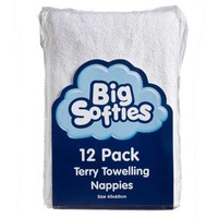Big Softies Terry Towelling Nappies 12 Pack - White