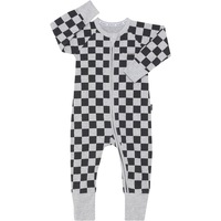 Bonds Baby Print Zip Wondersuit - Grey & Black