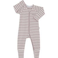 Bonds Baby Stripe Rib Zip Wondersuit - Taupe