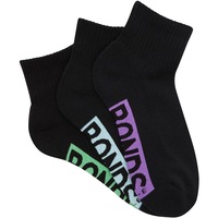 Bonds Women's Cushion Quarter Crew Socks 3 Pack - Black