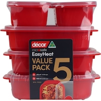 Decor Microsafe Containers 5 Pack - Red