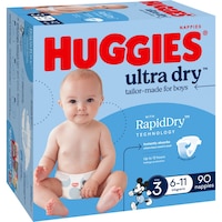Huggies Ultra Dry Nappies Boys Size 3 (6-11kg) 90 Pack