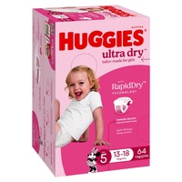 Huggies Ultra Dry Nappies Girl Size 5 (13-18kg) 64 Pack