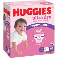 Huggies Ultra Dry Nappy Pants Girl Size 4 (9-14kg) 62 Pack