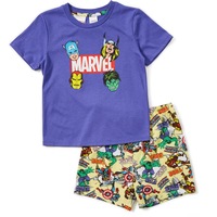 Marvel Kids Avengers Print Knit Pyjama Set - Purple