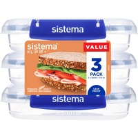 Sistema Klip It Plus Square Container 520mL 3 Pack