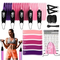 17pcs Resistance Bands Set For Women Latex Exercise Training Workout Band