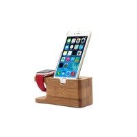 2 in 1 Bamboo Wood Charging Stand Cradle Holder for Apple Watch and iPhone