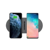 2 in 1 Dual Wireless Charger Fast Charging Pad For iPhone and Samsung-Grey