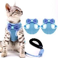 2 Pack Bow Tie Adjustable Pet Mesh Vest Harness and Leash Set for Cats