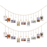 2 Pack Wall Hanging Photo Display With Wooden Bead Garland Collage Picture Frame