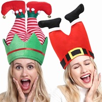 2Pcs Santa Claus Hats Christmas Decorations Funny Red Pant Leg Hat Christmas Cap