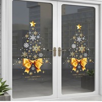 2Pcs Xmas Window Clings Decor Snow Flakes Stickers Bow Tie Christmas Decals