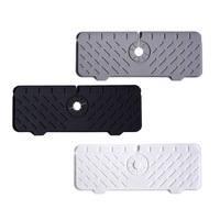 3Pcs Kitchen Sink Splash Guard Silicone Faucet Handle Tray Mat Sink Draining Pad