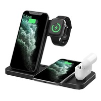 4 in 1 foldable Wireless Charging Dock for iphone ,Airpods and iWatch-Black