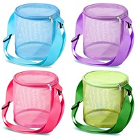 4Pcs Beach Mesh Organizer Bag Shell Collecting Bag Cylindrical Bags With Zipper
