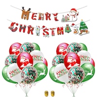 Christmas Party Supplies Decorations Kit Xmas Party Banner Balloons Set