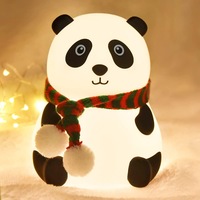 Cute Panda Night Light Silicone Patting Lights USB Charging Bedside Decor Light