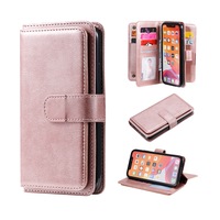 Flip Leather Phone Case With Card Slot For iPhone 11/12/13 Pro max-Rose gold