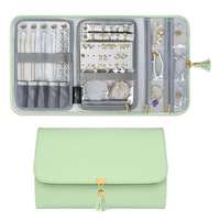 JewelleryOrganizer for Travel Womens PU Leather Earring Ring Jewerly Storage Bag