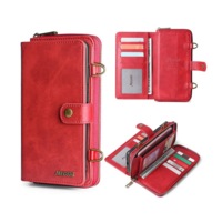 Magnetic Leather Detachable Wallet Case with Strap for iPhone
