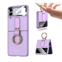Ultra-Thin Folding Screen with Ring Phone Case for Galaxy Z Flip 3 Phone Case-Purple