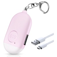 USB-Rechargeable Personal Alarm and LED Light-Pink