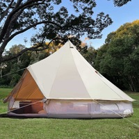 5M Glamping Bell Tent 8-12ppl Ultra Thick 360GSM Canvas Full Mesh Wall Camping Tent
