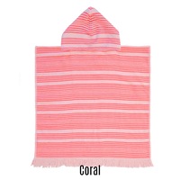 Bambury Kids Boys Poncho Hooded Beach Towels-Quick Drying - Coral