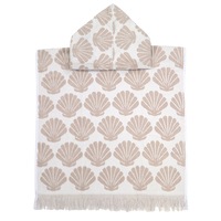 Bambury Kids Shell Poncho Hooded Beach Towels-Quick Drying - Pebble