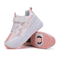 Nevenka Childrens Roller Skate Shoes Sneaker with Double Wheel-608 Pink