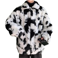 Nevenka Faux Fur Jackets for Men Warm Zip up Oversize Outwear Winter