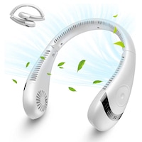 Nevenka Foldable Bladeless Neck Fan 3 Speeds Adjustment 360�� Cooling Airflow-White