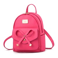 Nevenka Girls Bowknot Cute Leather Mini Backpack Purse for Women-RoseRed