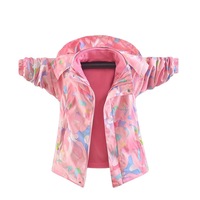 Nevenka Girls Outdoor Jacket Floral Fleece Removable Light Windproof with Hood-Pink