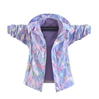 Nevenka Girls Outdoor Jacket Floral Fleece Removable Light Windproof with Hood-Purple