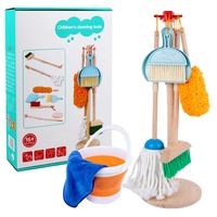 Nevenka Kids Cleaning Set 5 Piece Wooden Detachable Housekeeping Clean Toys Gift for Girls Boys-Upgrade