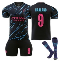 Nevenka Manchester City Second Away UEFA Jersey HAALAND #9 Soccer Jersey Kids Adult 3Pcs Jersey Kits