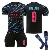 Nevenka Manchester City Second Away UEFA Jersey HAALAND #9 Soccer Jersey Kids Adult 3Pcs Jersey Kits