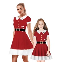 Nevenka Parent Child Christmas Print Dress-Red Santa Claus