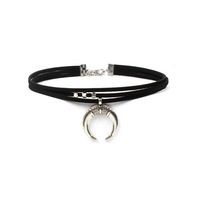Nevenka Women Black Moon Crescent Pendant Choker