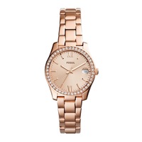 Fossil Ladies Scarlette Rose Gold Case Stone Set Dial Model ES4318 Stainless Steel