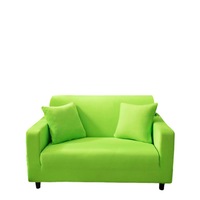 Anyhouz 2 Seater Sofa Cover Plain Apple Green Style and Protection For Living Room Sofa Chair Elastic Stretchable Slipcover